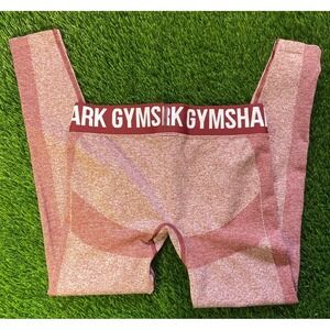 GYMSHARK Training Leggings Gym Workout Red  logo Woman Sz M EUC